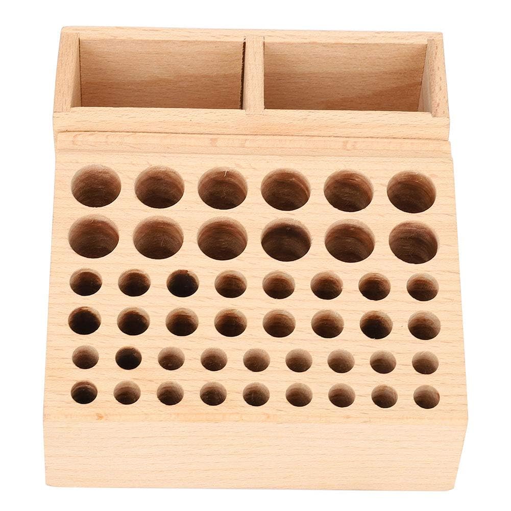 Zerodis Burlywood Rustic Leather Craft Tool Rack 48 Holes Storage Rack with 2 Slots for Accommodate Different Leather Craft Tool
