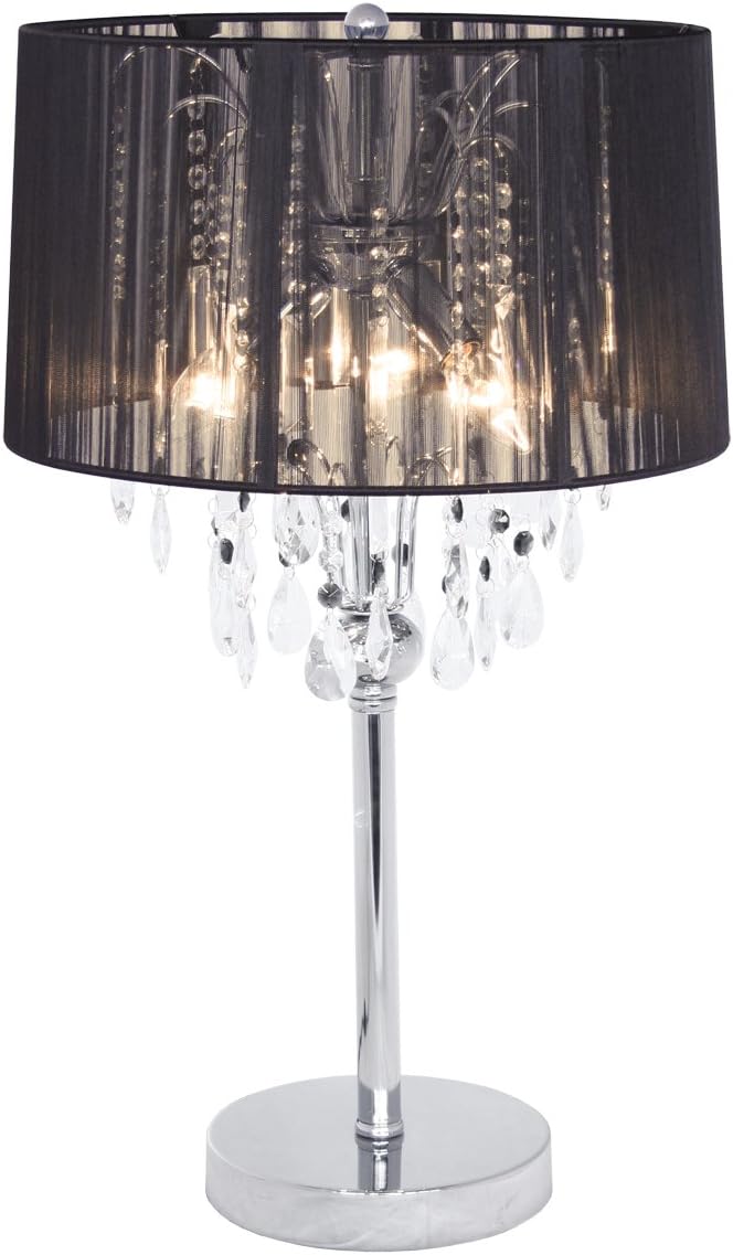 Spencer 3 Light Table Lamp, Glass, Black, Height: 70cm Diameter: 40cm