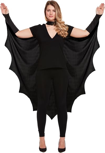 HENBRANDT Premium Adult Black Bat Cape Costume Accessory One Size Unisex