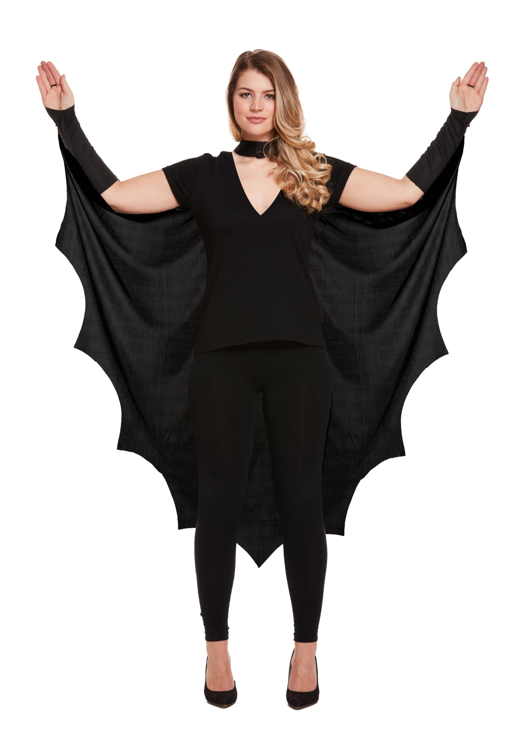 HENBRANDT Premium Adult Bat Cape Costume Accessory - Black Gothic Vampire Wings Fancy Dress Halloween Party Outfit One Size Unisex Cosplay for Men and Women