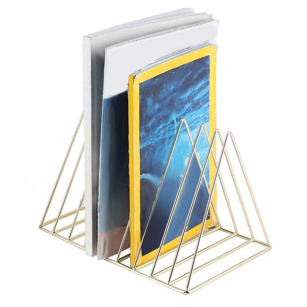 Stainless Steel Desktop Book Rack, Triangle File Sorter Magazine Newspaper Storage Stand, Desktop Organizer Rack Holder for Office Study Room