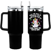 Dimyze 40 oz Tumbler with Handle Back the Fuck Up Sprinkle Tits, Funny Unicorn Tumbler with Lid and Straw Insulated Tumblers Stainless Steel Tumblers Funny Gift
