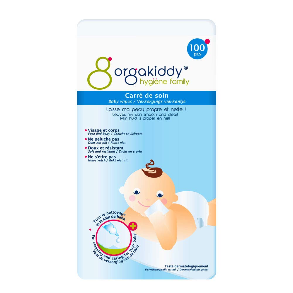 Orgakiddy Non-Woven Baby Care Square 100 Units