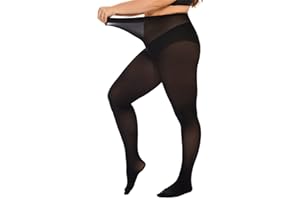 DUCMODA Women's Oversize Plus Size Tights 80D Soft Microfiber Semi-Opaque Solid Color High Waist Pantyhose