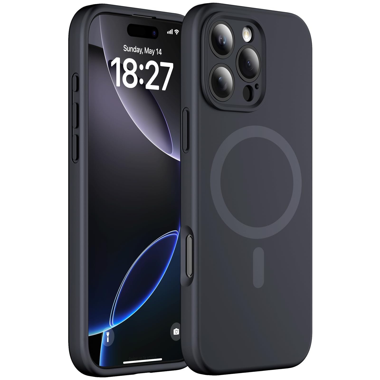 EXZLLEN Magnetic for iPhone 16 Pro Max Case, Compatible with MagSafe, Full Camera Protection, Military-Grade Protection 3.0mm Thicken Silicone Phone Cover for 16 ProMax 6.9", Black