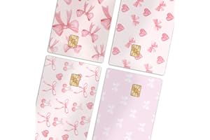 Elegend Credit Card Sticker Skin - 4pcs Bows Card Sticker, Coquette Credit Debit Card Sticker for Transportation, Key, Debit, Credit, Slim, Waterproof, Anti-Wrinkling Removable Bank Card Sticker
