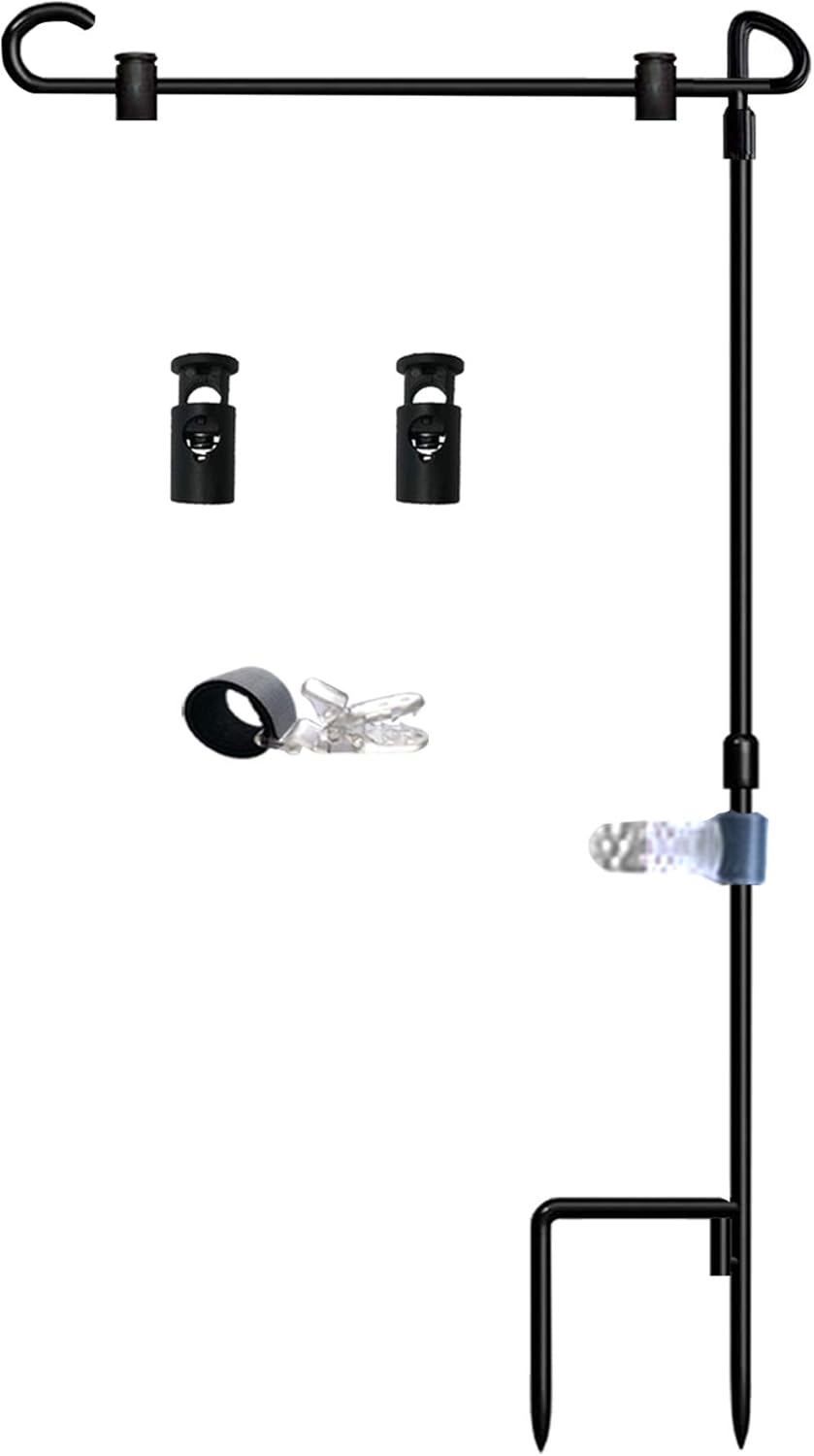 Garden Flag Stand-Holder-Pole with Garden Flag Stopper and Anti-Wind Clip 36.3"H x 16.5"W For USA Flag Or Season Garden Flags Keep Your Flags from Flying Away in High Winds : Garden & Outdoor