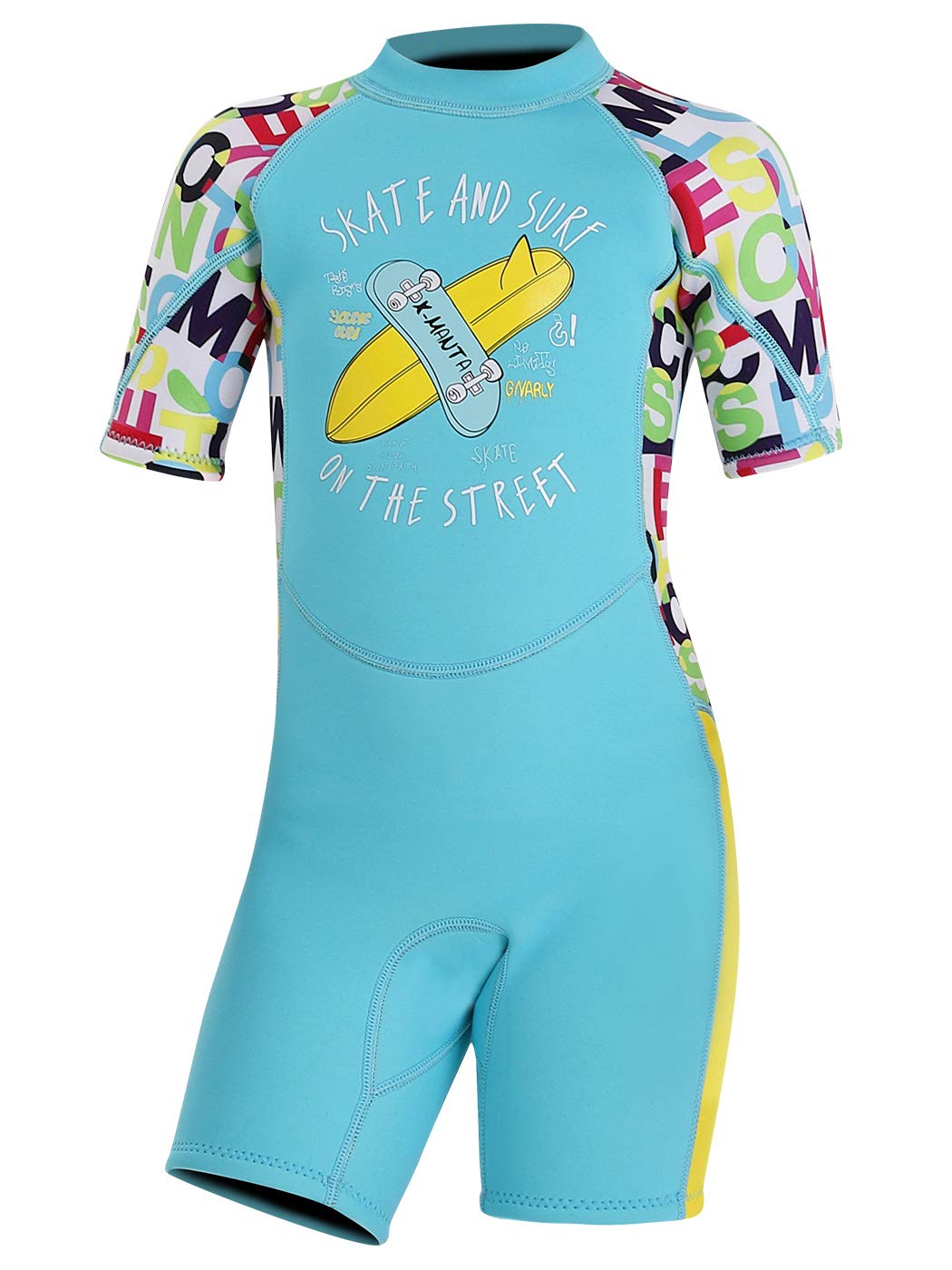 Photo 1 of DIVE & SAIL Girls Shorty Suit 2.5mm UV Protective Warm Wetsuits Short Sleeve One Piece Stretchy Full Suit Swimwear Blue