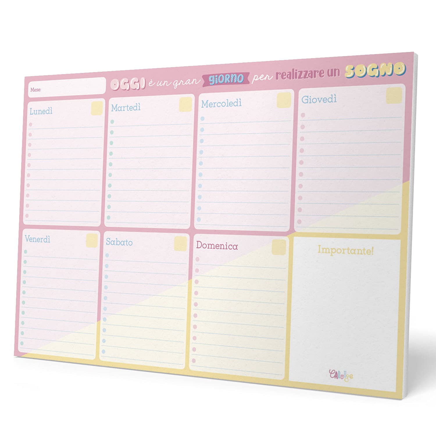 Grupo Erik Weekly Planner A4 In Italian - Carouge | Undated Daily Planner Family, Desk Calendar, 54 Tear Off Pages Notepad | Cute Stationery Gifts, Italian Gifts Uner 10 Pounds