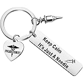 MYOSPARK Phlebotomist Gift Keep Calm It's Just A Needle Phlebotomy keychain Medical Lab tech Gift For Phlebotomist Nurse