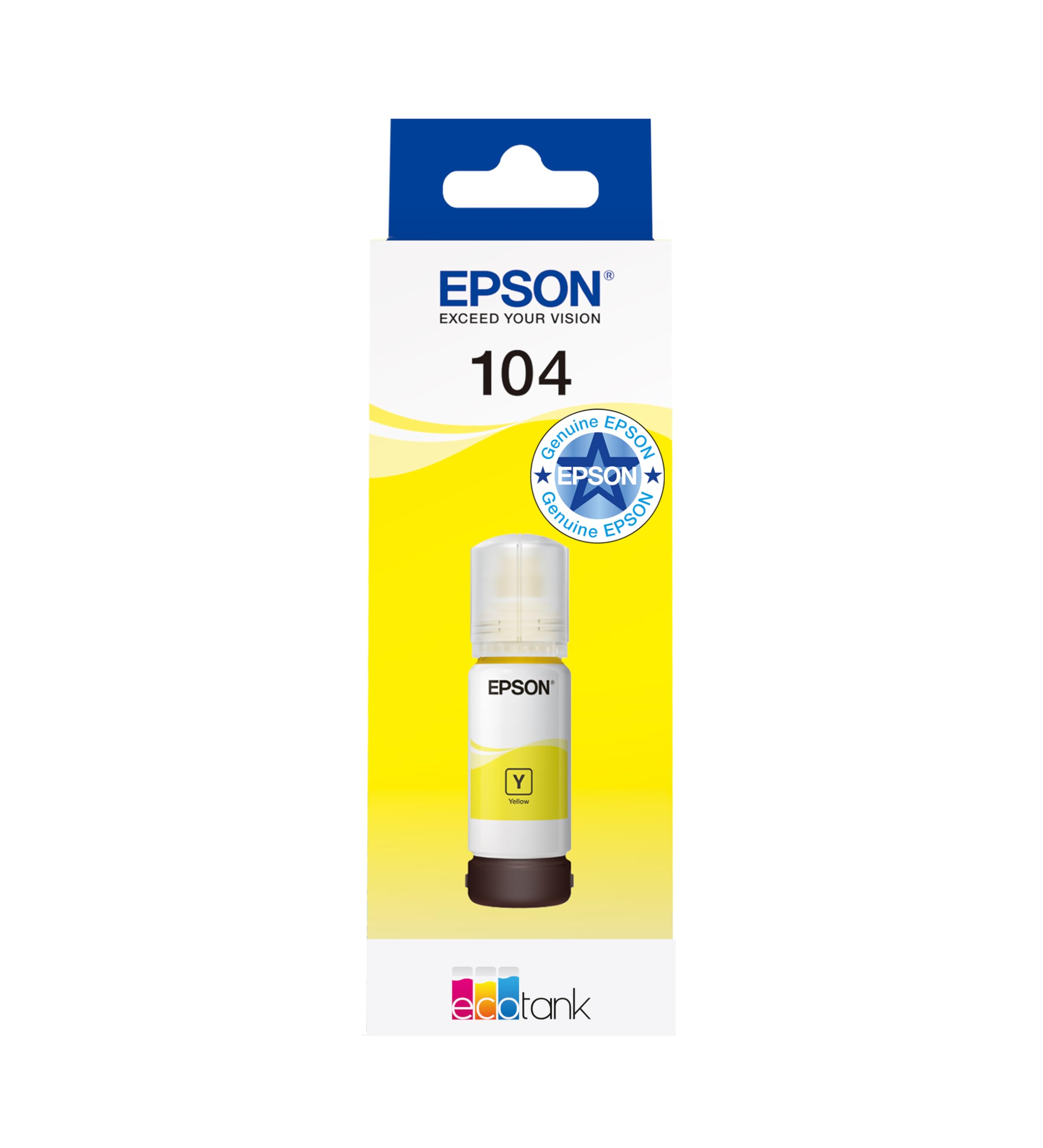 Epson EcoTank 104 Genuine Ink Bottle | Yellow| High Yield - Up to 7,500 Pages | Brand-made for Optimal Results
