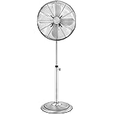 Tangkula 16-Inch Metal Pedestal Fan, Industrial Metal Standing Fan with Adjustable Height, 3 Speeds, 75° Oscillation & 20° He