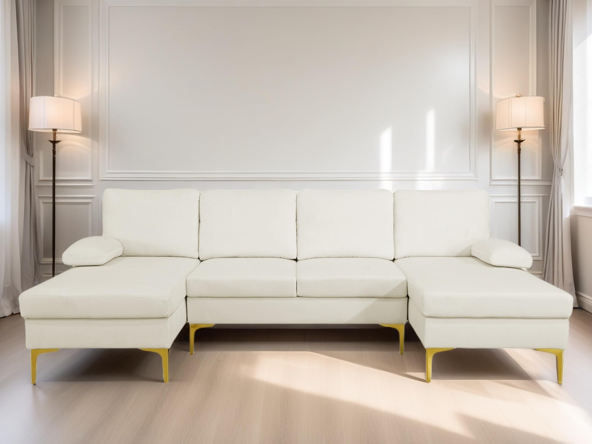 Photo 1 of ****LEFT CHAISE***FONTOI Modular Sectional Sofa, U Shaped Couch with Double Chaise, 6 Seat Comfy Sectional Couches for Living Room, Modern Lounge Modular Couch for Apartment, White