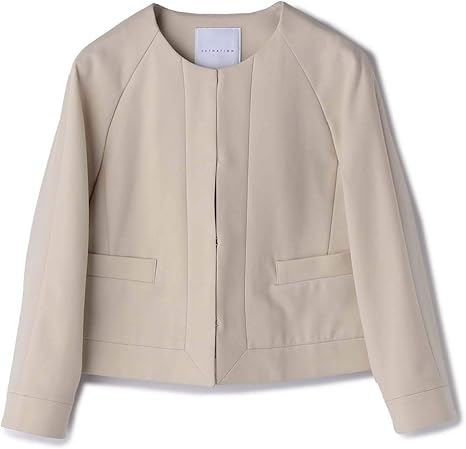 Amazon エストネーション ラグランスリーブノーカラー ジャケット レディース 36 Sサイズ相当 ベージュ コート ジャケット 通販