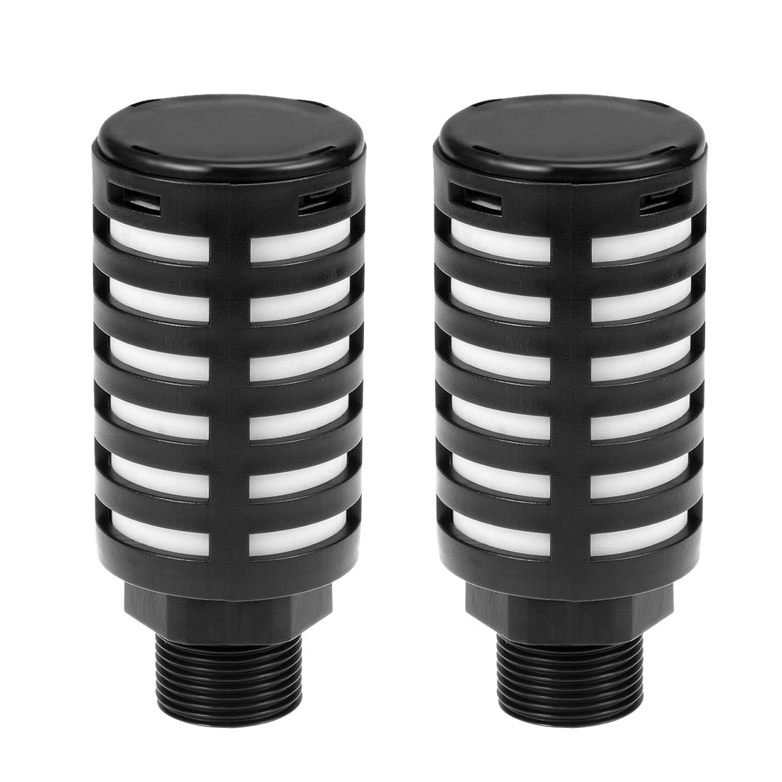 sourcingmap Plastic Pneumatic Muffler Exhaust Air Line Silencer 3/4 PT Black, 2pcs