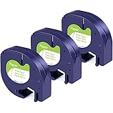 3PK Work for Dymo Letra Tag Label Maker Refills Replace with Dymo Letratag Label Maker Refills Paper Tape 91330 10697 12mm x 4m Letratag Black on White for LT-100H LT110T LT100H 200B QX50 XR 2000