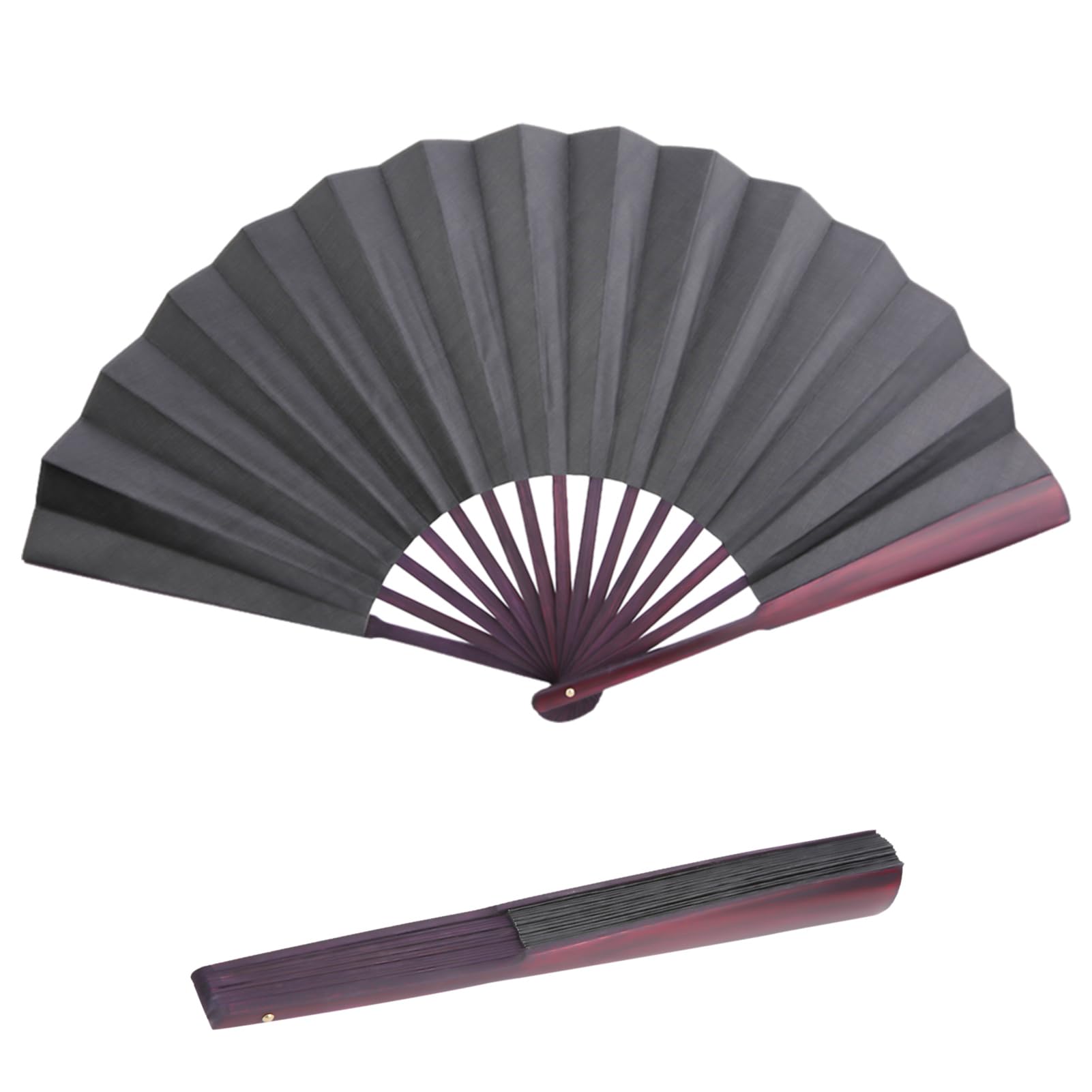 HERCHR Large Folding Fan, Hand Held Fans for Performance, Festival, Events, Gift, Craft, Dance, Decorations(Black)
