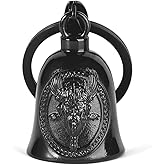 Motorcycle Bell: Viking Odin Nordic Gremlin Bells for Motorcycles - Guardian Bell Keychain with Key Ring | Biker Riding Accessory, Viking Gifts for Men and Women