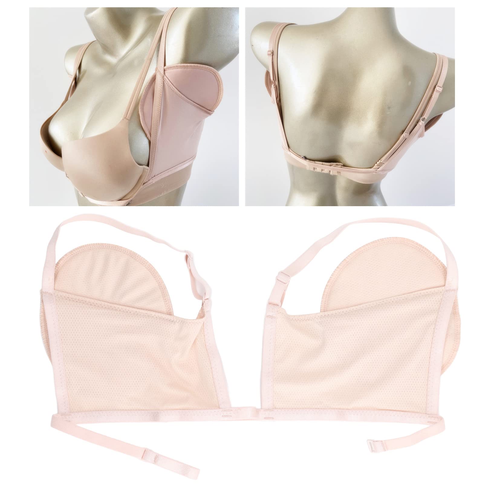 Underarm Sweat Pads for Women, Skin Color Breathable Underarm Sweat Vest, Reusable Armpit Sweat Pads with Adjustable Elastic Shoulder Strap, Washable Highly Absorbent Dress Shields for Underarms