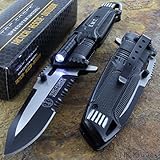 Tac-Force Speedster EMT EMS Folding Pocket Rescue Knife Serrated LED Light NEW!!