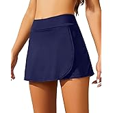 Holipick Women's High Waisted Swim Skirt Ruched Drawstring Swimsuit Bottom with Built in Panty