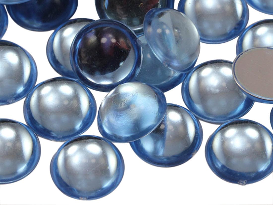 18mm Blue Sapphire Lite .LS Round Flat Back Acrylic Cabochons Plastic Gems for Crafts Costume Embelishments Card Making Jewels Jewelry Making Cosplay Jewels - 30 Pieces