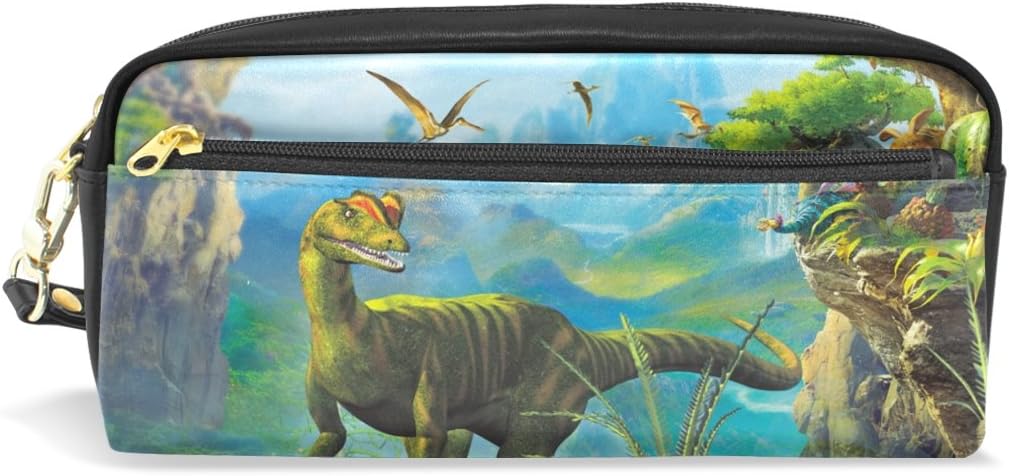 ISAOA Lovely Dinosaur Pencil Case for Boys,Large Capacity Durable Smooth Zipper Double Pocket Lightweight and Waterproof Pencil Cases Stationery Pen Case Pouch Bag for Students Dinosaur Fans