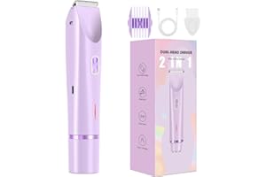 PYATE Bikini Trimmer for Women, Dermave Bikini Shaver, Dual Head Shaver Painless Hair Removal for Face, Body & Intimate Areas (Purple)