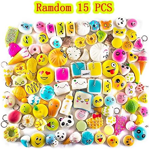 ST2 15 PCS Random squishy charms Kawaii Simulation Bread Scented Slow Rising Children Toy Soft Cake/Panda?Bread/Buns Phone Charm Chain