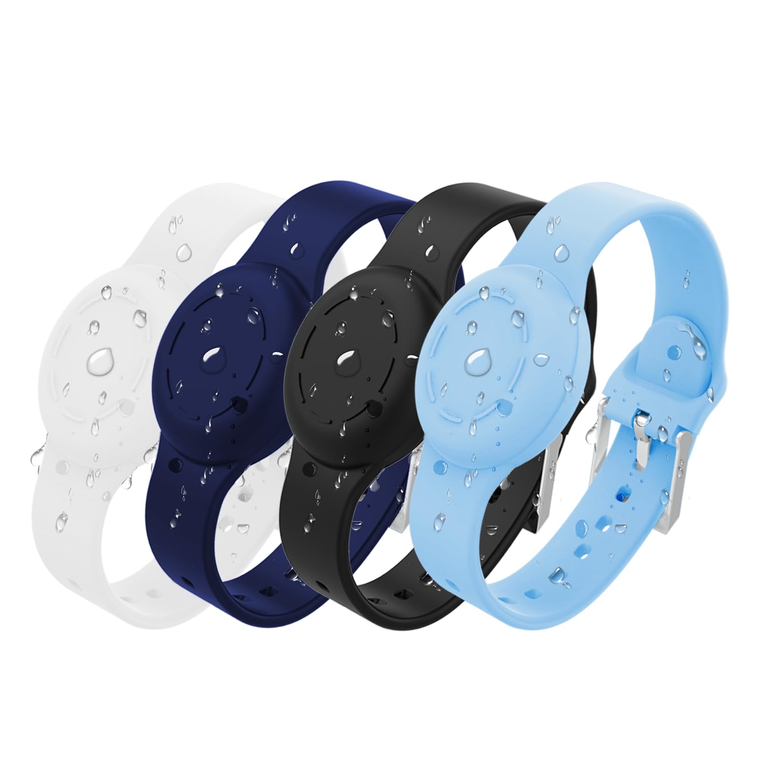 [4 PACK] Air Tag Bracelet for Kids, Air Tag Wristband Kids with Adjustable Air Tag Band,Waterproof Silicone Air Tag holder Compatible Apple air tag for Toddlers Kids Adults — image 1