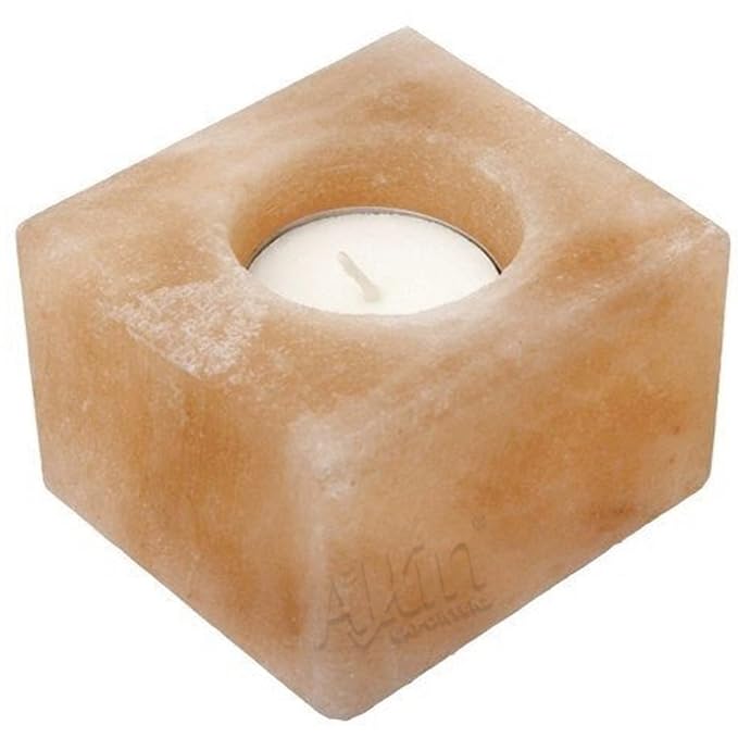 Allin Exporters Natural Himalayan Crystal Rock Salt Candle Holder - Square Shape