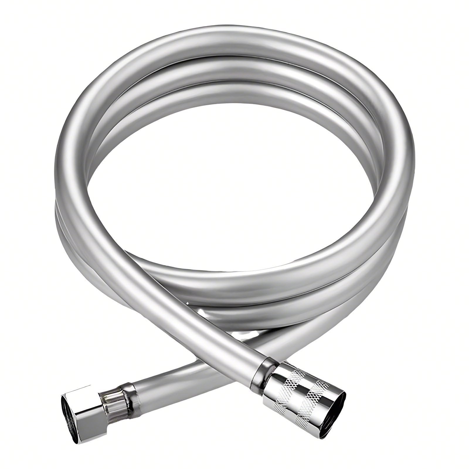 CYILIUEN Universal Flexible Shower Hose 1 m PVC Shower Hose with Kink Protection 304 Stainless Steel Connector, Silver