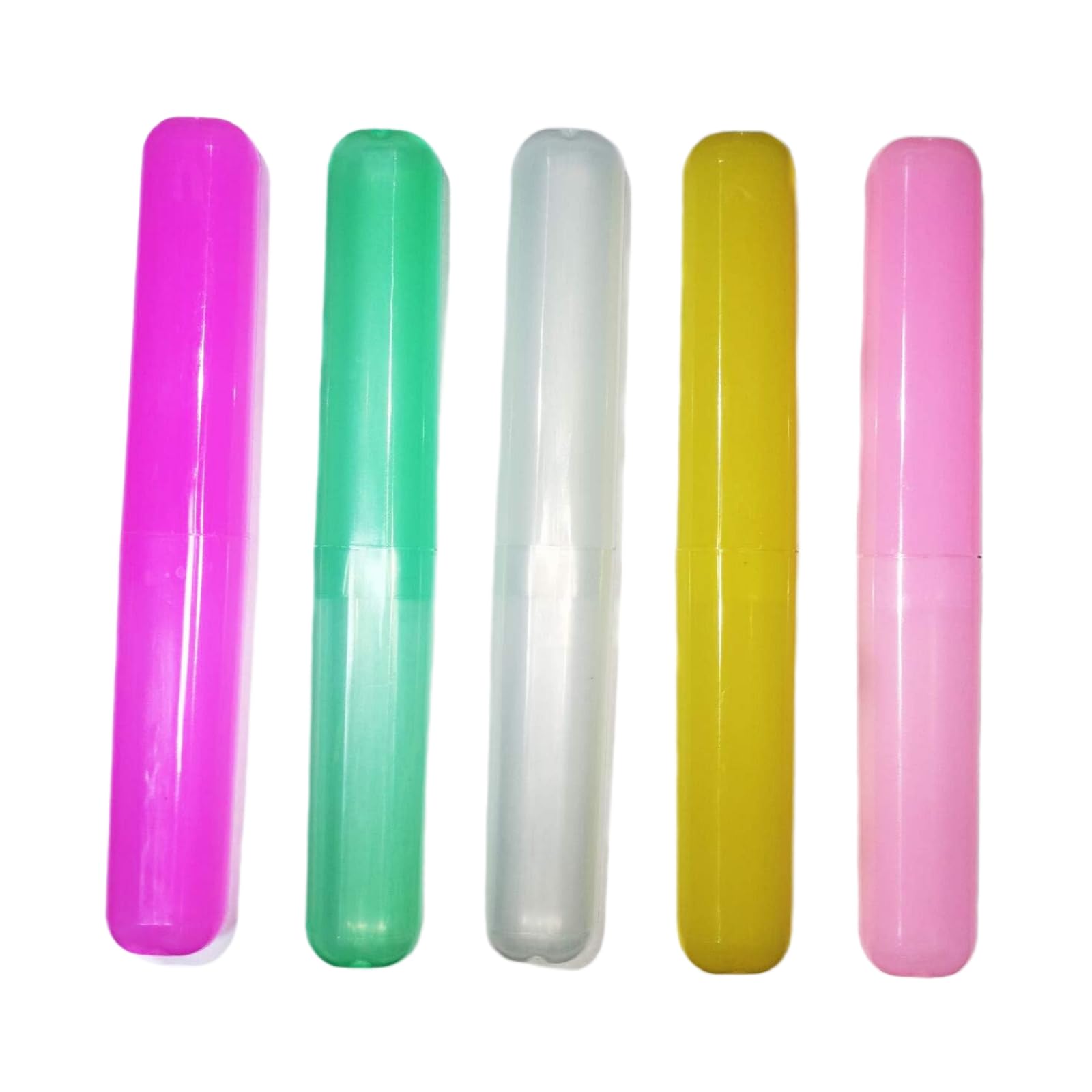 BN Pack of 5 Toothbrush Case, Transparent Colourful Candy Coloured Travel Toothbrush Box Toothbrush Cover Case for Travel Camping School