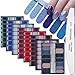 WOKOTO 8 Sheets Nail Art Polish Stickers Strips With 1Pcs Nail File Full Wraps Nail Adhesive Decals Gradient Glittery Manicure Kit For Women