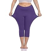 Cheapestbuy Women's Plus Size Capri Leggings Lightweight Soft Crop Leggings Basic Capris Yoga Pants