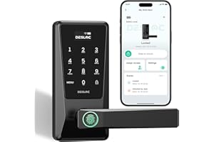 DESLOC Smart Lock D120L with Handle, Built-in WiFi Keypad Lock for Interior Door, 0.5S Keyless Entry with Fingerprint Handle,