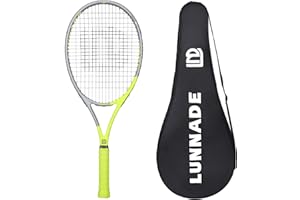 LUNNADE Adults Tennis Racket 27 Inch, Shockproof Carbon Fiber Tennis Racquet Light-Weight, Pre-Strung and Regrip, Suitable for Beginners to Intermediate Players