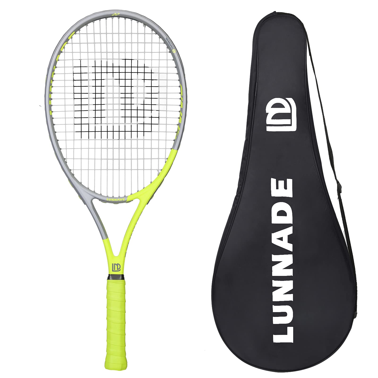 LUNNADE Adults Tennis Racket 27 Inch, Durable Tennis Racquet Light-Weight, Pre-Strung and Regrip, Suitable for Beginners to Intermediate Players
