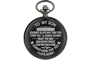 K KENON Engraved Pocket Watches for Son Watch Personalized Gift for Son Graduation Gift from Mom, from Dad
