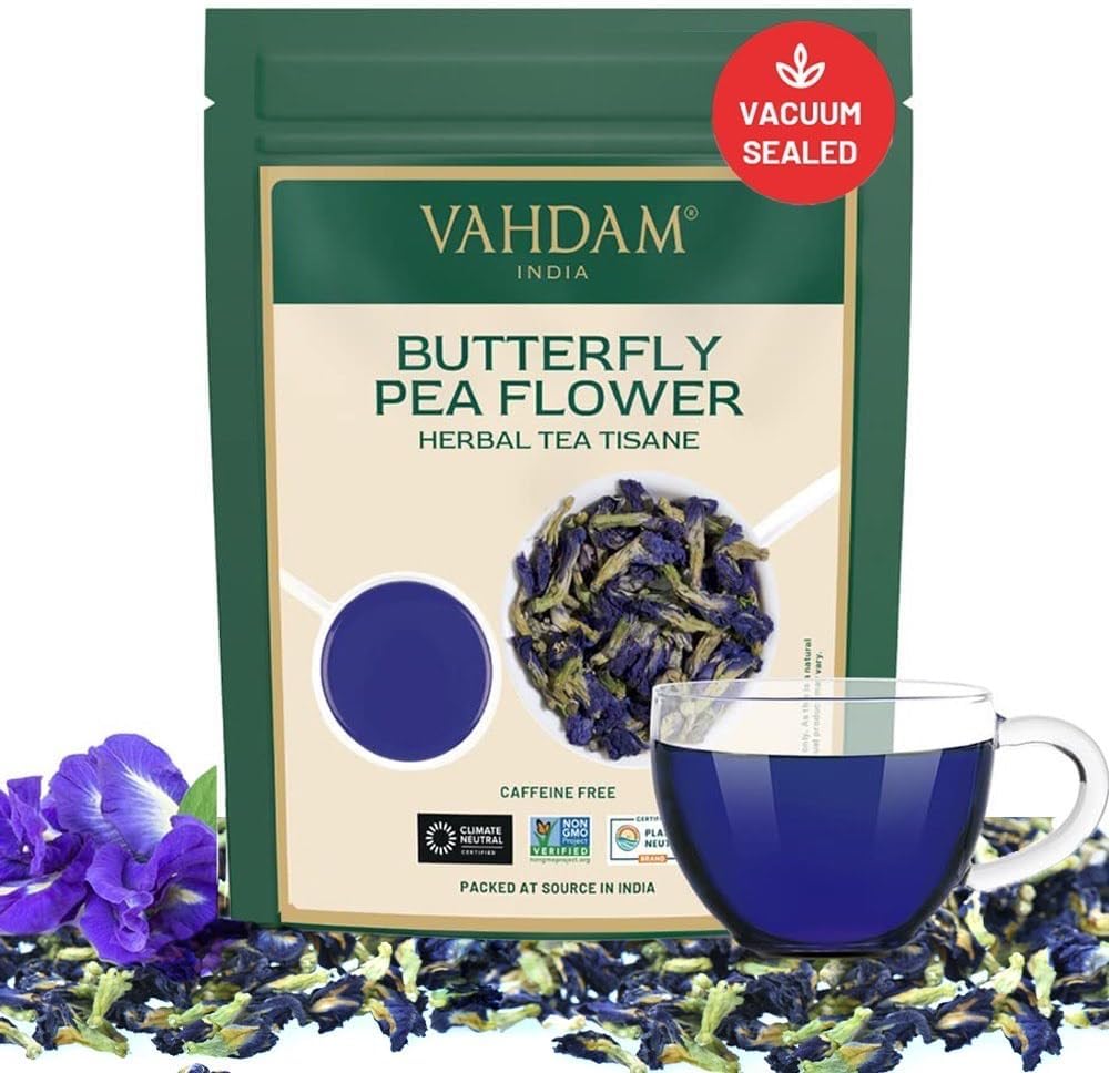 Advent Calendars - VAHDAM, Butterfly Pea Flower Tea (1.76oz) 100+ Cups | Delicate & Earthy | Vacuum Sealed for Freshness | Butterfly Pea Flower Loose Leaf Tea | Brew Iced Tea, Cooking, Mocktails & Cocktails