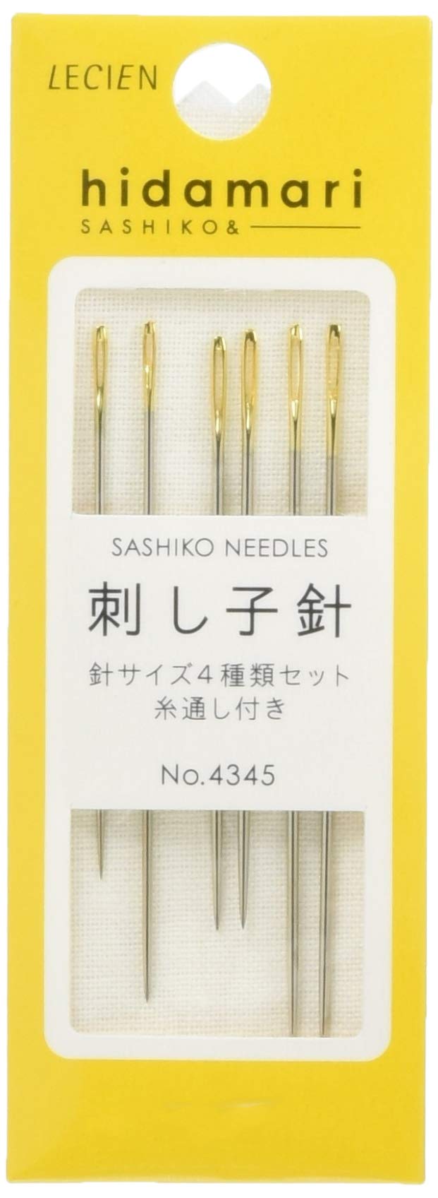 Sashiko Embroidery Needles Set of 6 & Threader Hodamari Cosmo Made in Japan
