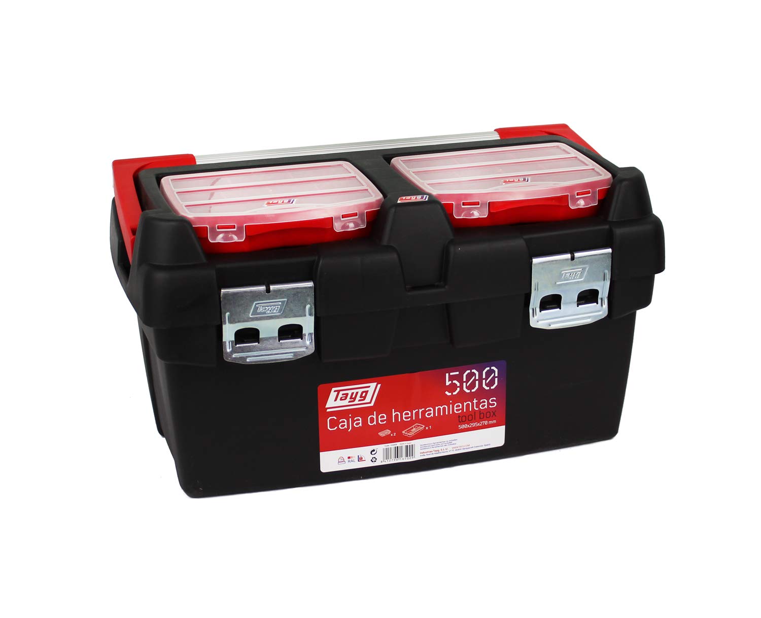 Tayg 165009 Plastic-Aluminium Tool Box mod. 500, Black, 500 x 295 x 270 mm