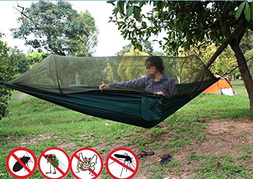 TOMTU Portable Mosquito Net Hammock Bed Parachute Fabric Hammock,Ultralight &amp; Quality Comfort for Camping,Hiking,Fishing,Hunting,Travel,Outdoor Sports,Backpacking and Backyard Black