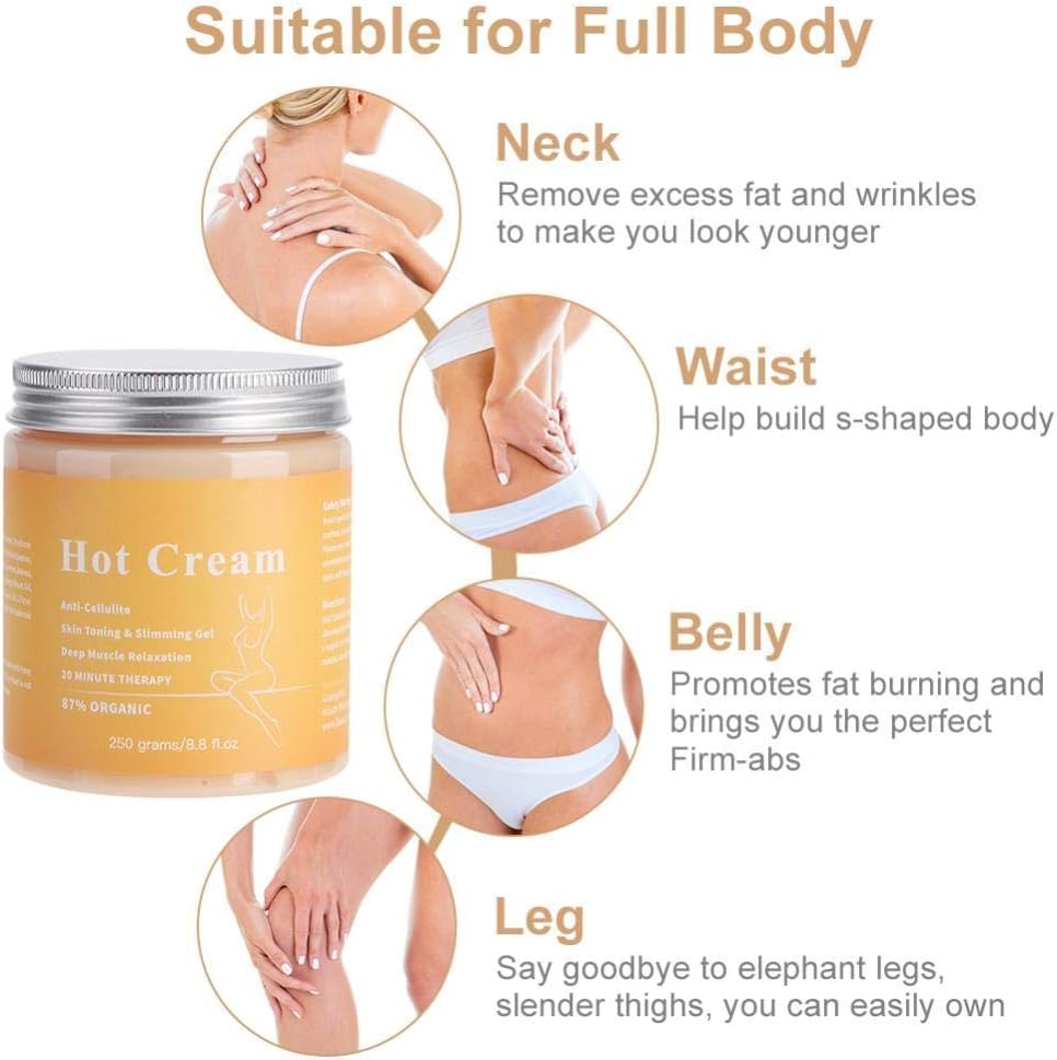 Anti Cellulite Cream 250g, Hot Slimming, Fat Burning Organic Body Toning Cream for Tummy Abdomen, Legs, Arms, Buttocks and Waist - Image 5