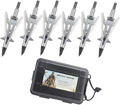 Amazon Co Jp Sharrow 二つ刃 矢じり アーチェリー矢 矢印 メタル製アロー ネジポイント 魚釣り 練習 狩猟 汎用弓具 収納箱を含む 6個入 灰色 スポーツ アウトドア