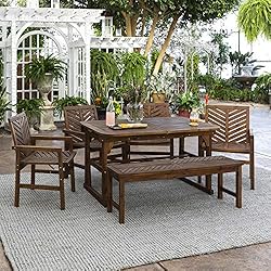 Walker Edison 7 Person Outdoor Wood Chevron Patio