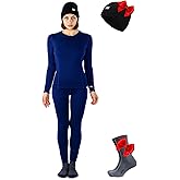 Merino.tech Merino Wool Base Layer Women Set - Midweight Merino Wool Underwear Women Top, Bottom