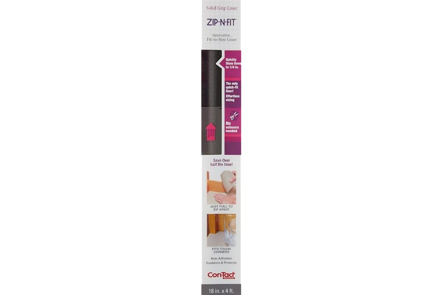 Con-Tact Brand Zip-N-Fit Adhesive Perforated, Scissors Needed, 18-Inches by 4-Feet, Black Solid Grip Drawer and Shelf Non-Slip Liner, x 4', 6 Sq Ft