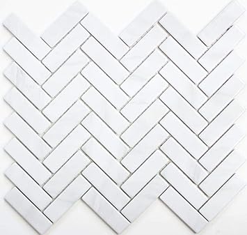 Mosaik Fliese Keramik Fischgrat Steinoptik Weiss Fur Boden Wand Bad Wc Dusche Kuche Fliesenspiegel Thekenverkleidung Badewannenverkleidung Mosaikmatte Mosaikplatte Amazon De Baumarkt