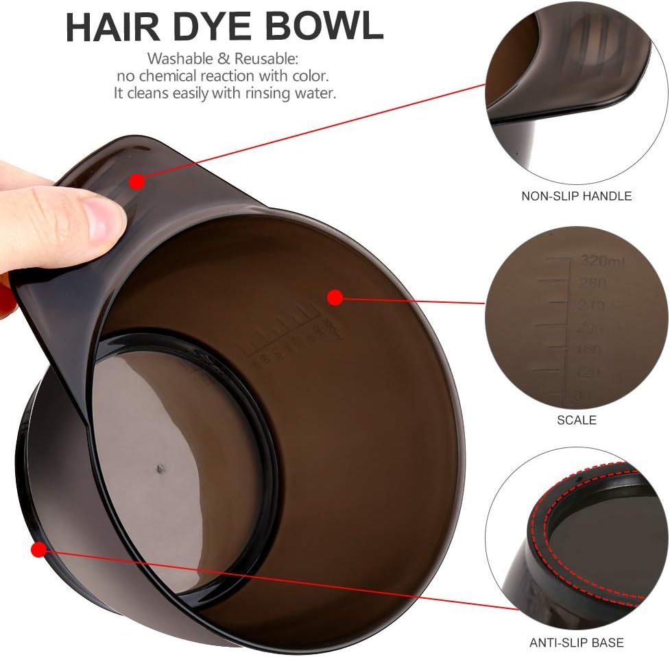 Hair Color Brush and Bowl Set, YGDZ Hair Dye Brush and Bowl Set, Professional Salon Hair Coloring Dyeing Kit, 4pcs Hair Tint Brushes & 2pcs Mixing Bowls: Kitchen & Dining